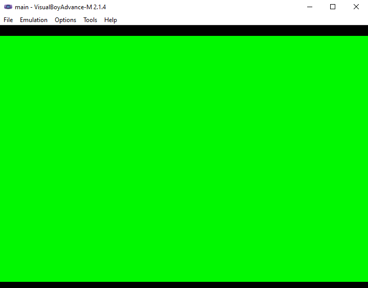 Green screen displayed on GBA