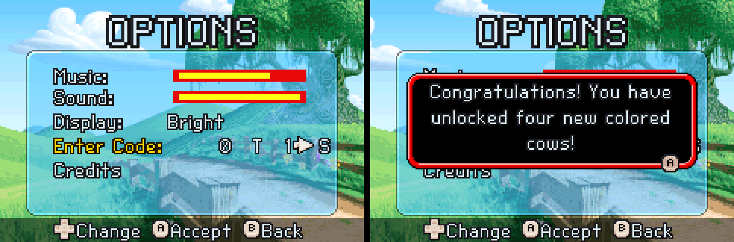 Barnyard: 0T1S dialled into the Enter Code wheel, then the unlock dialog