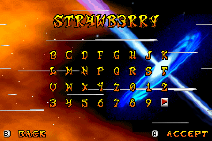 Crash Bandicoot Purple: STR4WB3RRY fills all ten slots; ACCEPT no longer responds