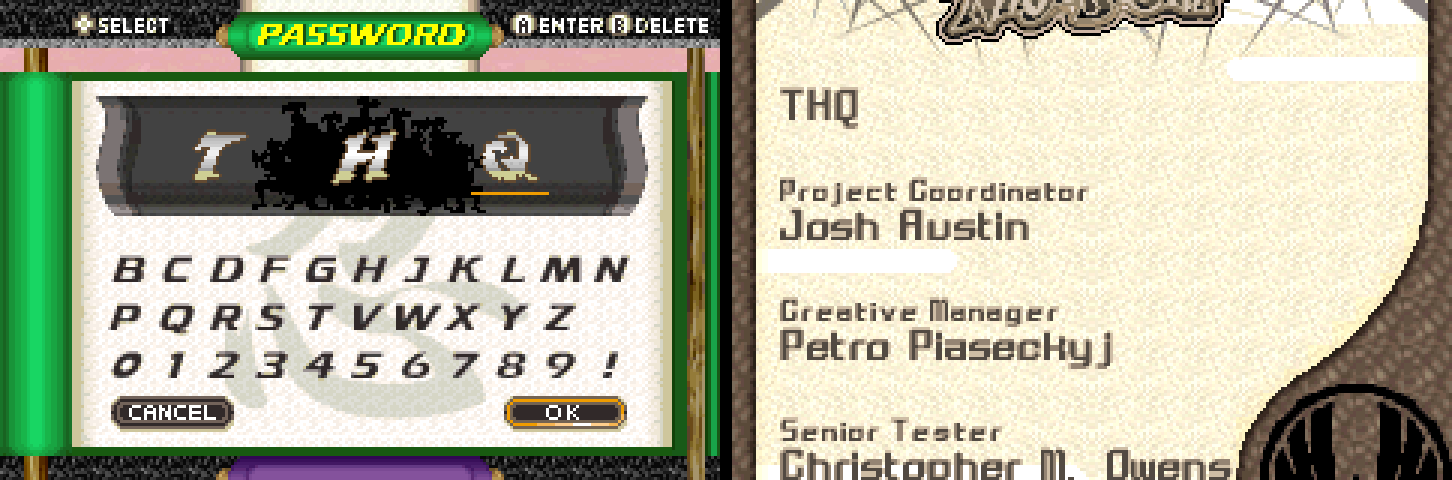 Power Rangers: Ninja Storm: THQ on the password screen, and the credits roll it starts